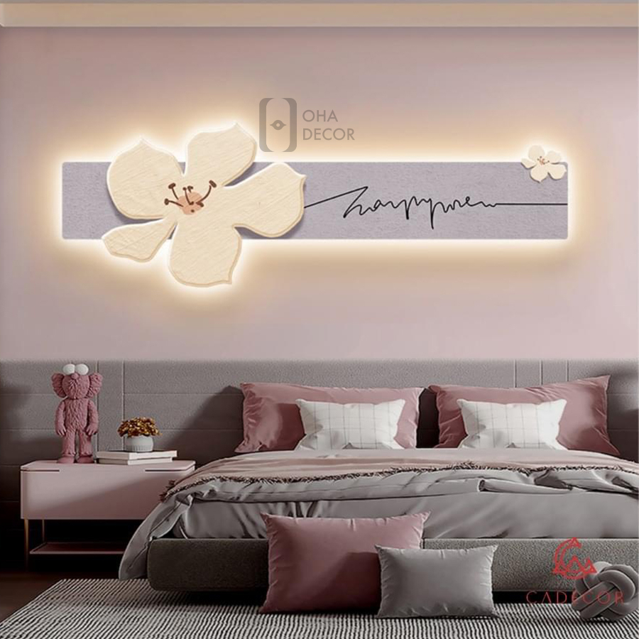 Tranh Cắt 3D LED Bông Hoa Tráng Gương Trang Trí Nhà Quán Cà Phê OHA Decor