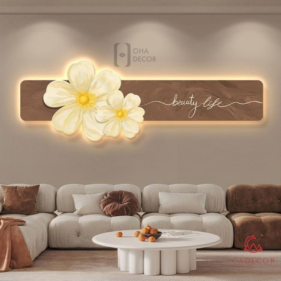 Tranh Cắt 3D LED Bông Hoa Tráng Gương Trang Trí Nhà Quán Cà Phê OHA Decor