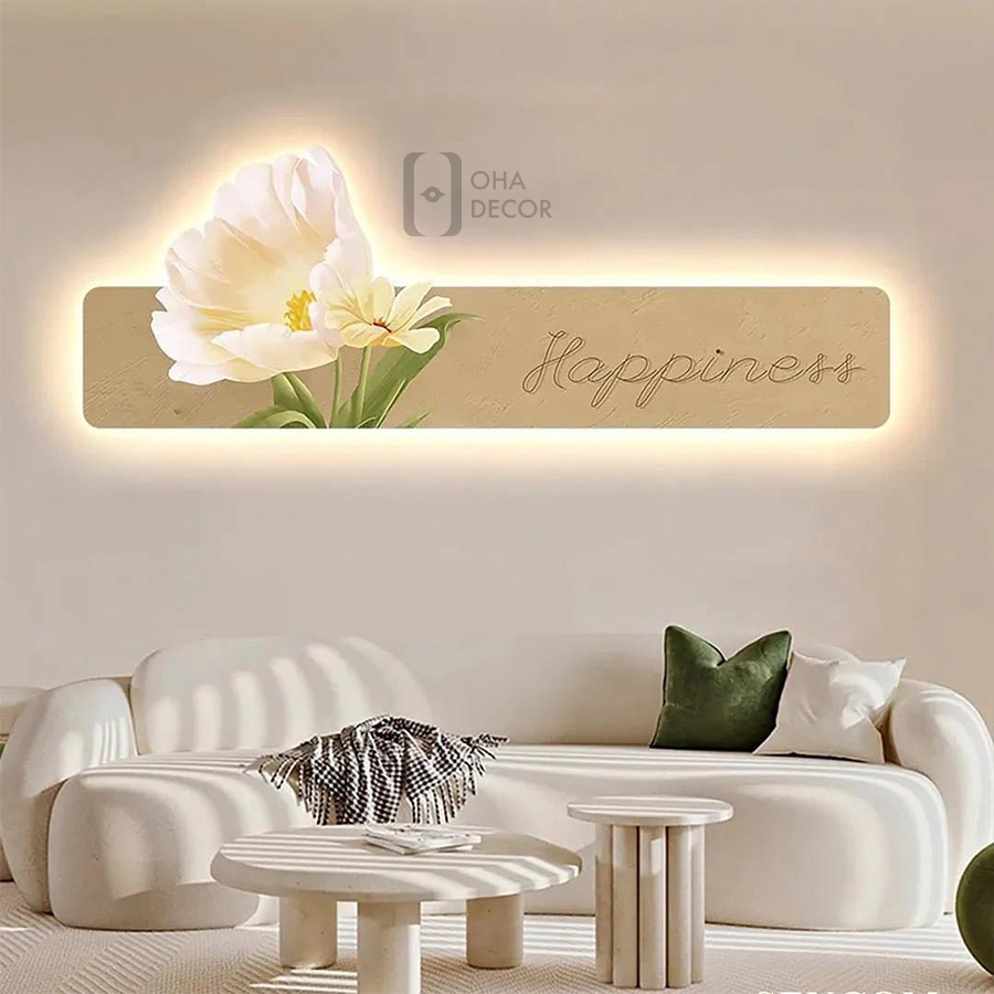 Tranh Cắt 3D LED Bông Hoa Tráng Gương Trang Trí Nhà Quán Cà Phê OHA Decor