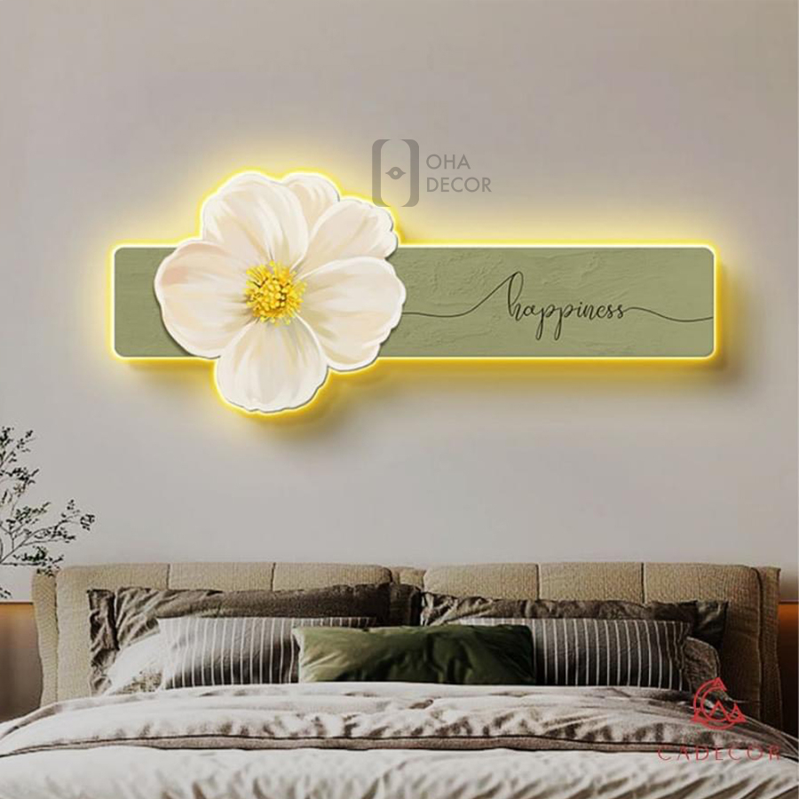 Tranh Cắt 3D LED Bông Hoa Tráng Gương Trang Trí Nhà Quán Cà Phê OHA Decor