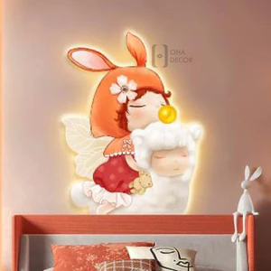 Tranh Cắt 3D LED Cô Bé Đáng Yêu Trang Trí Phòng Khách, Phòng Ngủ, Quán Cà Phê Xưởng Giá Rẻ