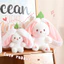 Gấu Bông Nhỏ Hình Thỏ Lốt Dâu 2 Trong 1, Vải Mềm Mịn, Nhập Khẩu, Quà Tặng Dễ Thương MEILI