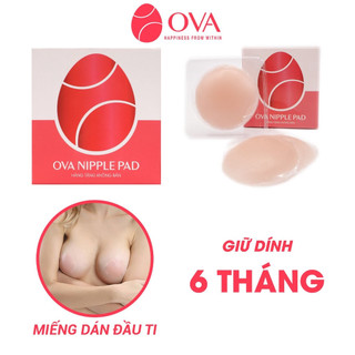 Miếng dán ngực silicone che đầu ti không lộ viền nhũ hoa, 1 cặp Ova Nipple Pads màu da siêu mỏng dính chắc tái sử dụng.