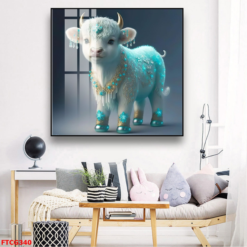 Tranh Tráng Gương 12 Con Giáp Phiên Bản Hoạt Hình Phòng Khách/ Phòng Ngủ/ Quà Tặng