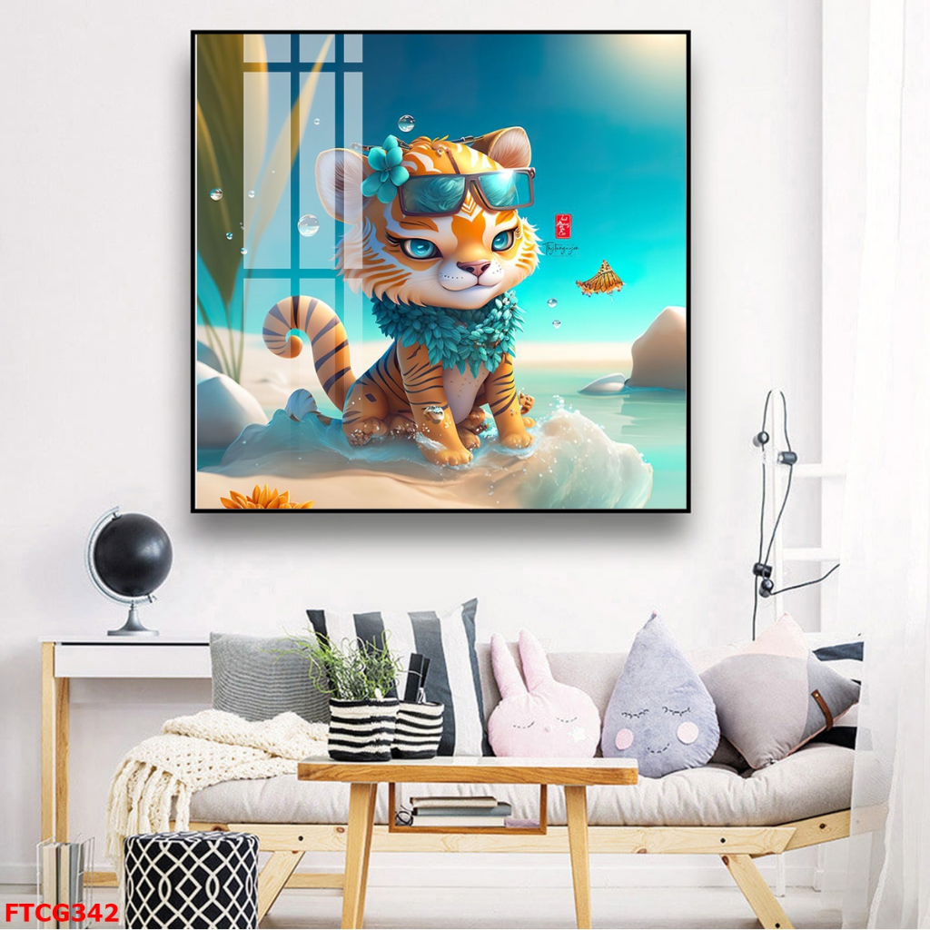 Tranh Tráng Gương 12 Con Giáp Phiên Bản Hoạt Hình Phòng Khách/ Phòng Ngủ/ Quà Tặng