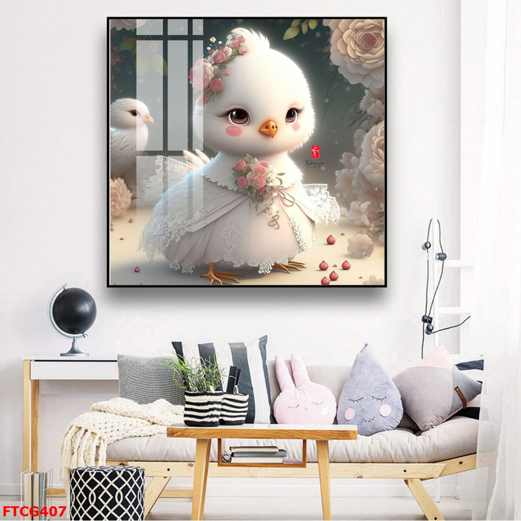 Tranh Tráng Gương 12 Con Giáp Mặc Váy