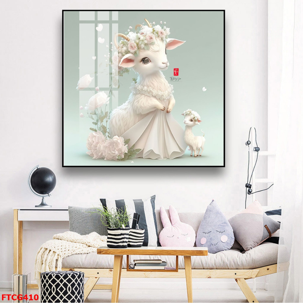 Tranh Tráng Gương 12 Con Giáp Mặc Váy