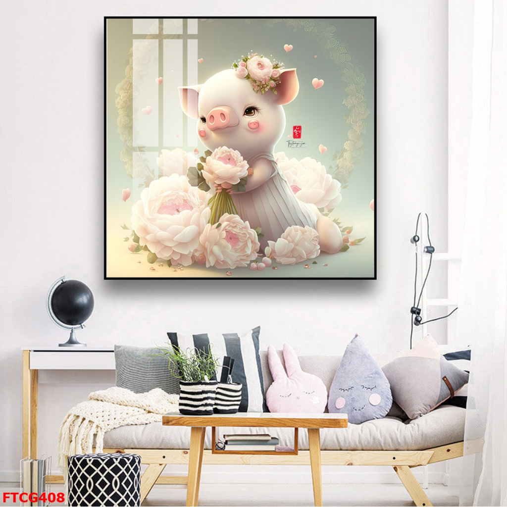 Tranh Tráng Gương 12 Con Giáp Mặc Váy