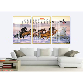 Bộ 3 Tranh Treo Tường Mã Đáo Thành Công Đẹp Trang Trí Phòng Khách Bếp OHA Decor