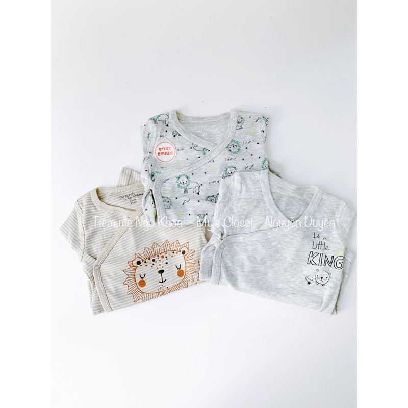 [MD43] 3-6M CHỌN MẪU Body chip dài tay cài chéo chất liệu organic cotton các hãng xuất Pháp cho bé trai và gái
