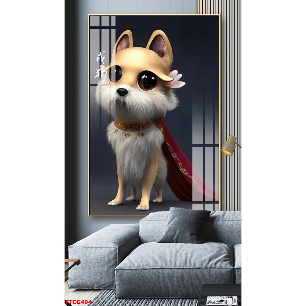 Tranh Treo Tường 12 Con Giáp Tráng Gương Trang Phục Trung Hoa Truyền Thống 