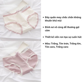Quần lót nữ cotton cao cấp kháng khuẩn khử mùi ren viền sexy họa tiết cute dễ thương DEVARI L110