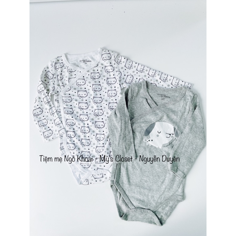 [MD43] 3-6M CHỌN MẪU Body chip dài tay cài chéo chất liệu organic cotton các hãng xuất Pháp cho bé trai và gái