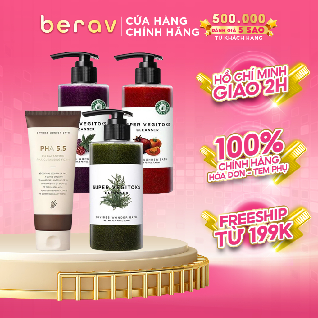 Ảnh Sữa rửa mặt rau củ sủi bọt thải độc 3 in 1 Byvibes Wonder Bath Super Vegitoks Cleanser 300ML 1