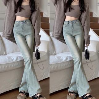 Quần jeans loe lưng cao ống dài hàng loại 1 chất co dãn đủ 3 màu