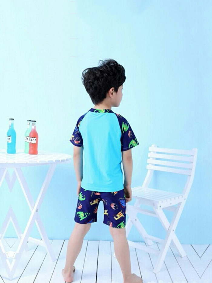 Ảnh Đồ Bơi Trẻ Em Tặng Kèm Nón Bơi Vải Bộ Đồ Bơi Cho Bé Cao Từ 85cm Đến 125cm Khủng Long Xanh Cleacco DBTE BORO SPORT 3
