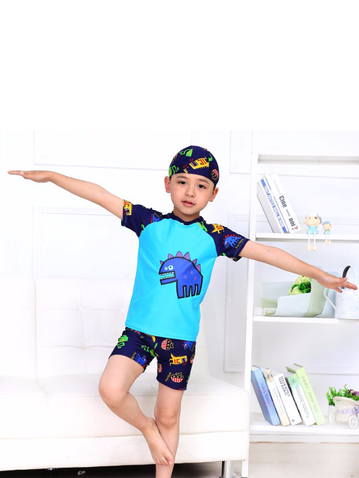Ảnh Đồ Bơi Trẻ Em Tặng Kèm Nón Bơi Vải Bộ Đồ Bơi Cho Bé Cao Từ 85cm Đến 125cm Khủng Long Xanh Cleacco DBTE BORO SPORT 2