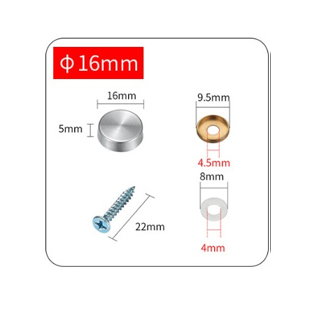 Combo 8 nắp chụp đầu vít inox 304 BEDO - Mũ chụp vít, chụp gương cầu thang, chống gỉ thẩm mỹ cao