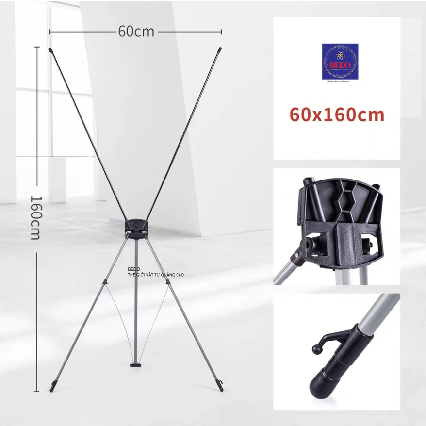 Standee chữ X BEDO chân cường lực cao cấp - Khung treo poster 0.6x1.6 / 0.8x1.8m, chắc chắn, dễ lắp
