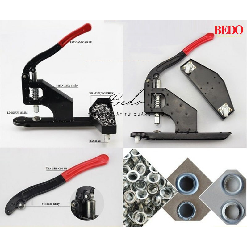 Máy dập khuy bạt BEDO cối hoa sen - Máy đục ore, đóng khoen bạt quảng cáo nhanh, chắc chắn, bền bỉ