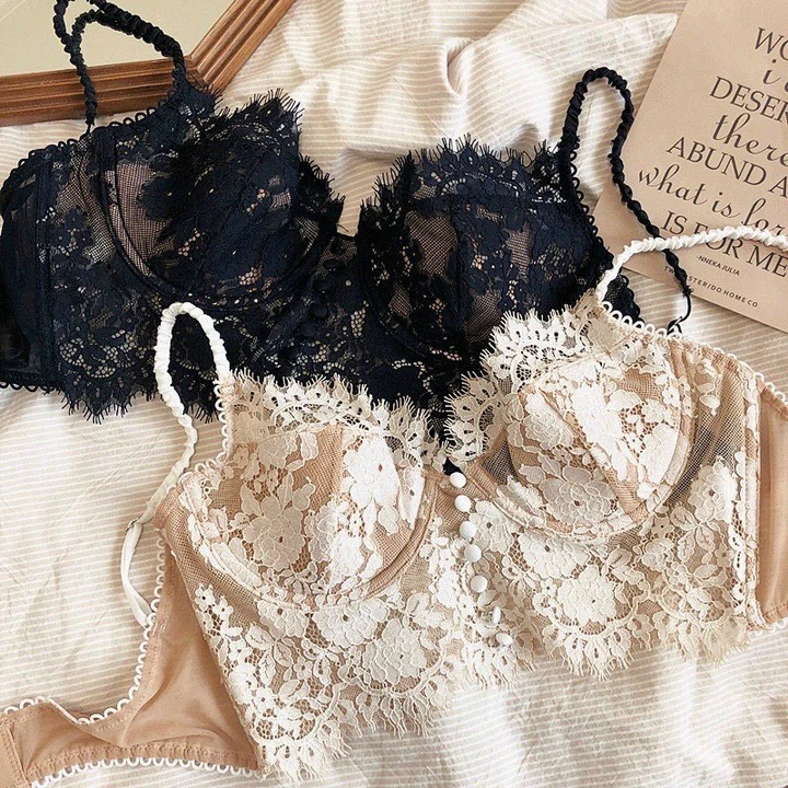 Áo Bra Ren, Áo Bralette Hàng Cúc Ren Mềm Xuyên Thấu - AR07