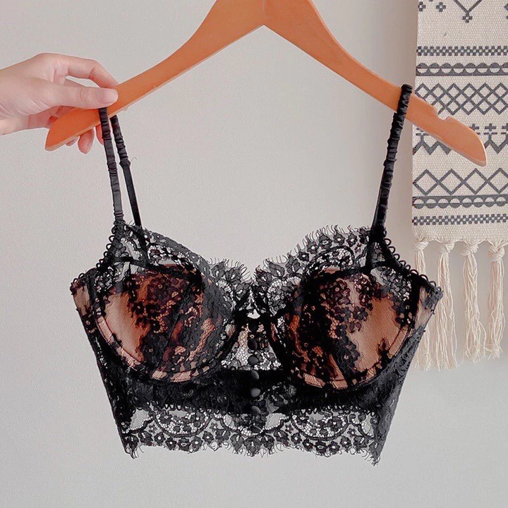 Áo Bra Ren, Áo Bralette Hàng Cúc Ren Mềm Xuyên Thấu - AR07