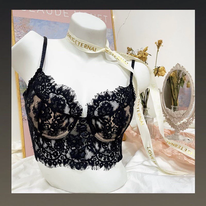 Áo Bra Ren, Áo Bralette Hàng Cúc Ren Mềm Xuyên Thấu - AR07