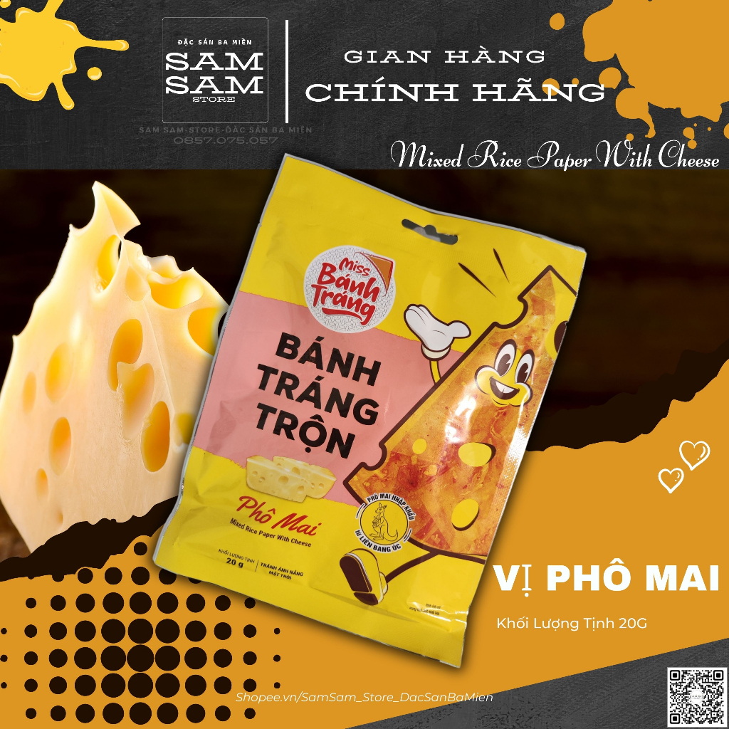 [Ngon] Bánh Tráng Trộn Gói Trọng Lượng 20g Hương Vị Phô Mai Thương Hiệu Miss Bánh Tráng Đặc Biệt Thơm Ngon Giá Ưu Đãi