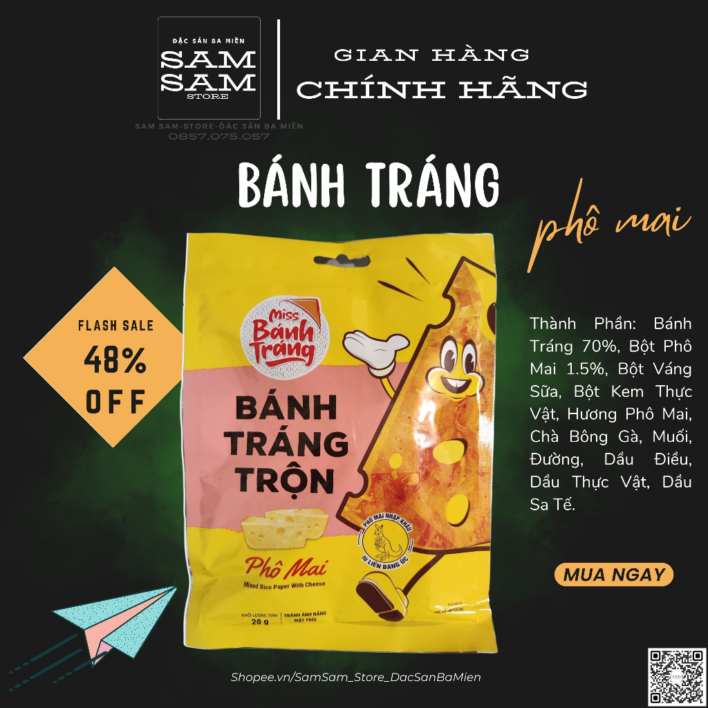 [Ngon] Bánh Tráng Trộn Gói Trọng Lượng 20g Hương Vị Phô Mai Thương Hiệu Miss Bánh Tráng Đặc Biệt Thơm Ngon Giá Ưu Đãi