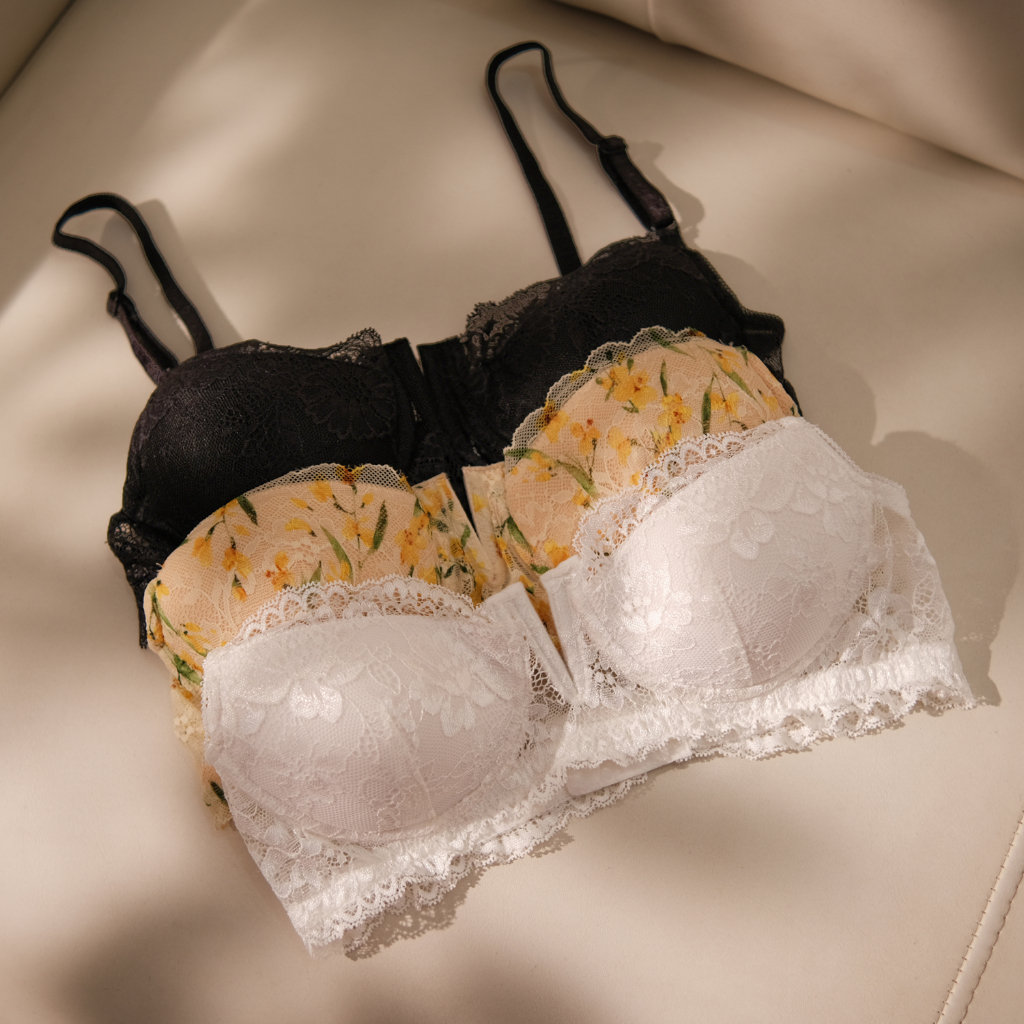 Áo Ngực Nữ Ren Sexy Dáng Gọng Xẻ V CÓ MÚT Gợi Cảm KRYSTAL A020