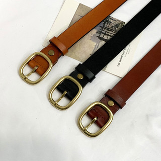 Thắt lưng da bò Broobelt mặt vàng đồng trang nhã, dây nịt da thật nhiều màu bản dây 2.8cm cho nam nữ