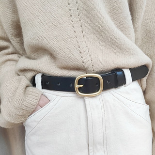 Thắt lưng da bò Broobelt mặt vàng đồng trang nhã, dây nịt da thật nhiều màu bản dây 2.8cm cho nam nữ