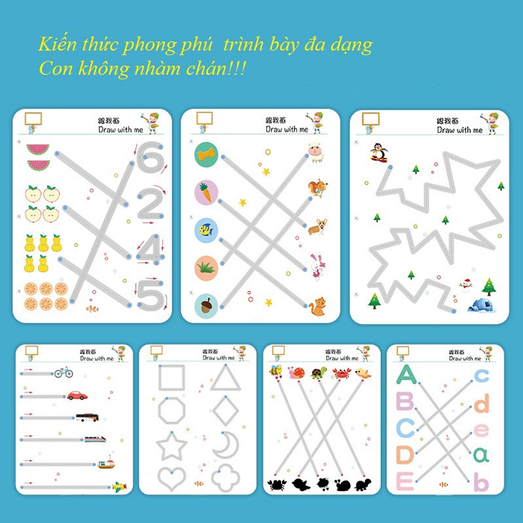 Tập tô vẽ thông minh xóa được kèm bút dạ - Giáo dục toàn diện Montessori