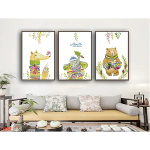 Bộ 3 Tranh Tráng Gương Treo Tường Hoạt Hình Động Vật Đáng Yêu Trang Trí Phòng Bé Xưởng Giá Rẻ