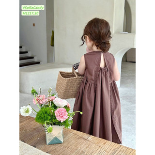 (Ảnh thật) Váy đầm maxi bé gái. Váy maxi xếp ly siêu nịnh dáng bé gái màu nâu tây size đại 10-43kg Sofia Candy
