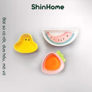 Bát đĩa sứ mini ADKN, đĩa cà rốt, đĩa vịt vàng, đĩa dưa hấu - 50ml - 70ml