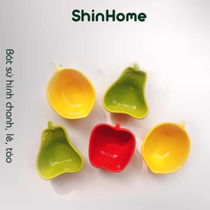 Bát sứ cao cấp hình trái cây chanh, lê, táo - 75ml cho bé ăn dặm, trang trí