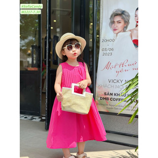 (Ảnh thật) Váy đầm maxi bé gái. Váy maxi xếp ly siêu nịnh dáng bé gái màu nâu tây size đại 10-43kg Sofia Candy