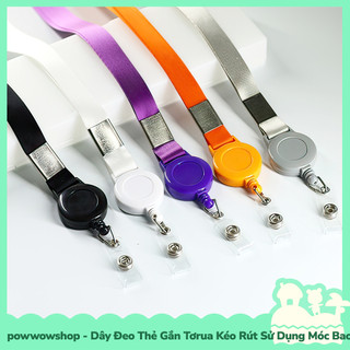 [Sẵn VN - Hỏa Tốc] Dây Đeo Thẻ 45cm Kèm Tơrua Kéo Rút Sử Dụng Móc Bao Đựng Thẻ Nhân Viên Phong Cách Đơn Giản Nhiều Màu