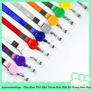 [Sẵn VN - Hỏa Tốc] Dây Đeo Thẻ 45cm Kèm Tơrua Kéo Rút Sử Dụng Móc Bao Đựng Thẻ Nhân Viên Phong Cách Đơn Giản Nhiều Màu