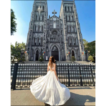 Váy maxi đi biển hai dây 3 tầng cut out hở lưng bo chun thắt nơ sau dáng xoè thướt tha LBR Garment