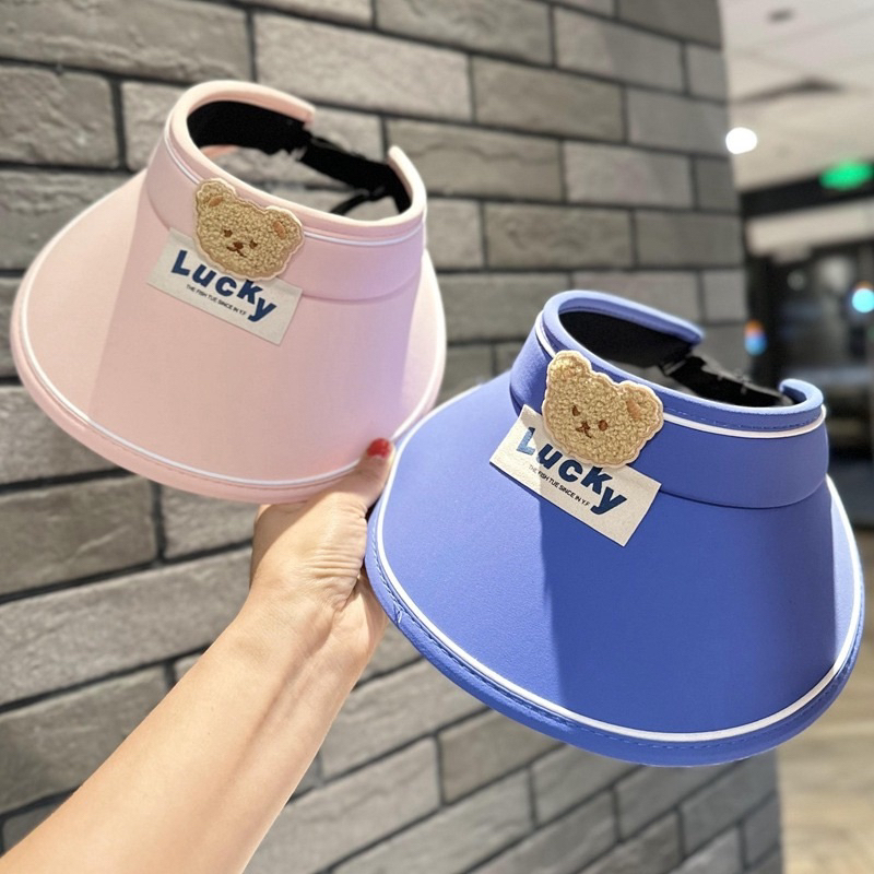 Mũ Chống Nắng LUCKEY  Mũ Nón Hở Chóp Mùa Hè Họa Tiết Gấu Cho Bé 2-15 tuổi (tuyển   )