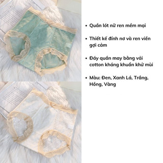 Quần lót nữ ren lưới cao cấp siêu mỏng thoáng mát, đính nơ mềm mại và sexy DEVARI L096