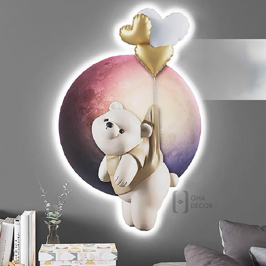 Tranh 3D LED Gấu Dễ Thương