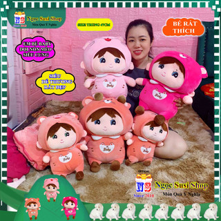 GẤU BÔNG EM BÉ BABY ĐỘI NÓN MÈO SIÊU DỄ THƯƠNG RẤT MỀM MỊN GIAO NHANH - NGẪU NHIÊN MÀU