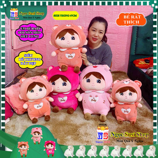 GẤU BÔNG EM BÉ BABY ĐỘI NÓN MÈO SIÊU DỄ THƯƠNG RẤT MỀM MỊN GIAO NHANH - NGẪU NHIÊN MÀU