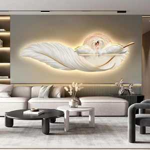 Tranh Cắt 3D LED Lông Vũ Thiên Nga Trang Trí Nhà, Quán Cà Phê Hiện Đại Xưởng Giá Rẻ