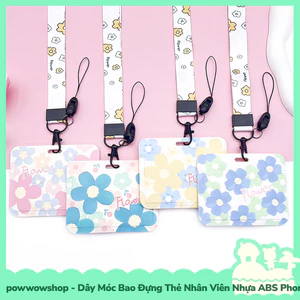 Dây Móc Bao Đựng Thẻ Nhân Viên Ngang Nhựa ABS Phong Cách Hình Hoa Flower Cổ Điển Và Hiện Đại