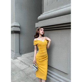 Đầm nẹp 2 vai dây sang trọng thanh lịch [ váy nữ thiết kế ] B024