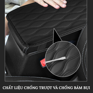 Đệm Lót Hộp Tỳ Tay Xe Hơi Bằng Da PU Màu Đen